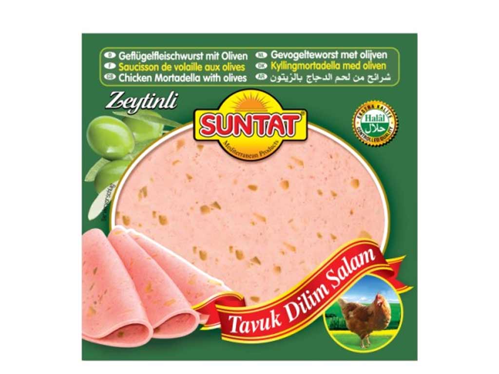 Suntat Salám kuřecí s krůtím masem plátky, Olivy 200g