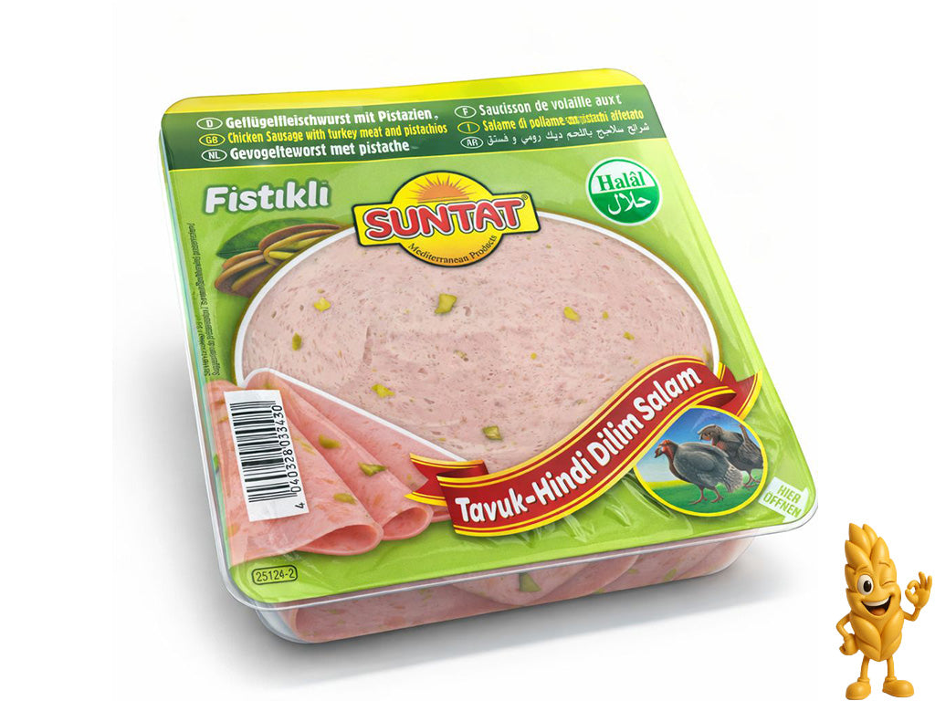 Suntat Salám kuřecí s krůtím masem Plátky, Pistácie 200g