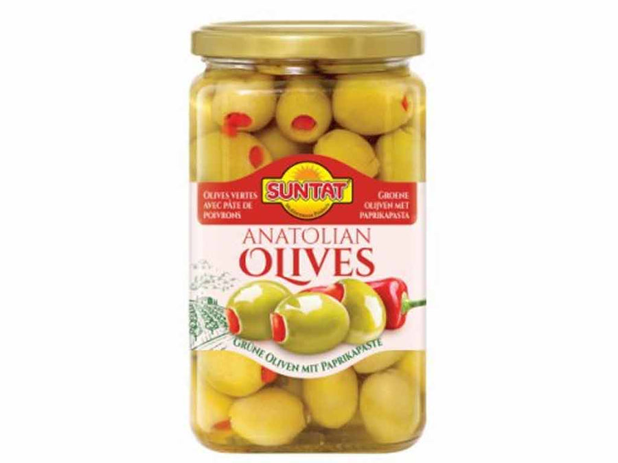 Suntat Olivy zelené plněné červenou paprikou, Anatolian 850g