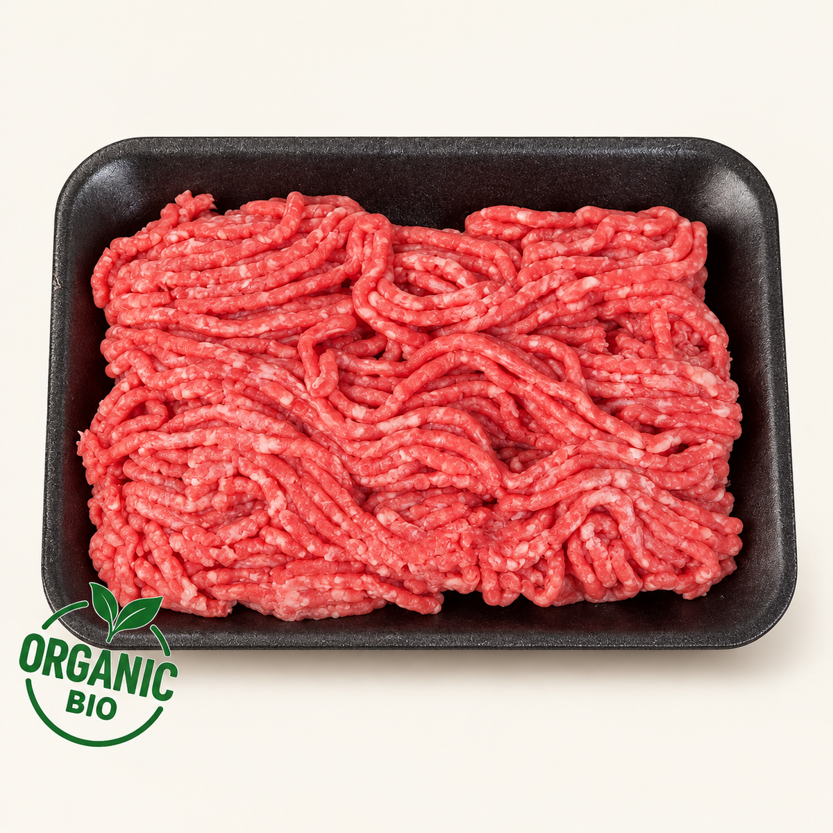 BIO Hovězí mleté 20% tuků – krémové pozadí