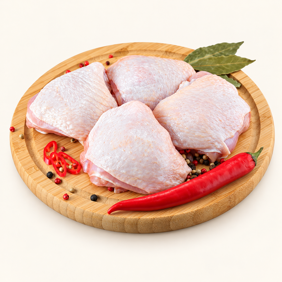 Kuřecí horní stehna 1kg – krémové pozadí